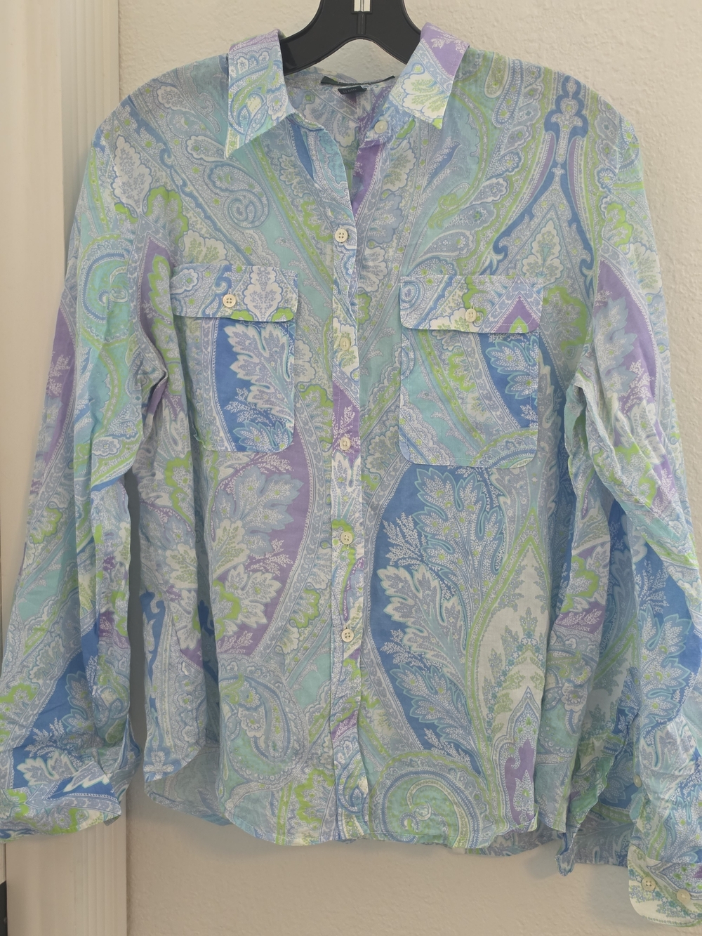 Ralph Lauren Light Blue, Lavender & Green Paisley Button-Down Shirt